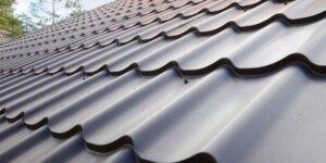 A close-up of a corrugated metal roof.